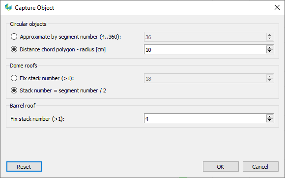 Settings for roundish objects